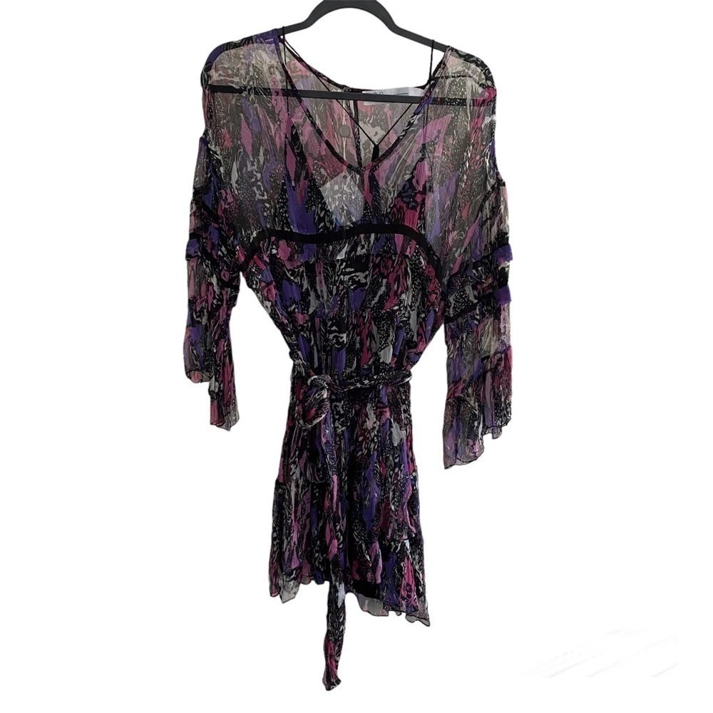 IRO Clash Sheer Ruffle Dress Purple - Picture 7 of 17